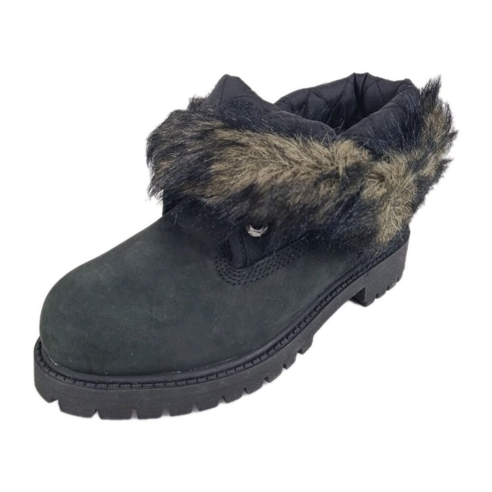 Timberland Roll Top Snorkel Boots Little Kids Black Leather